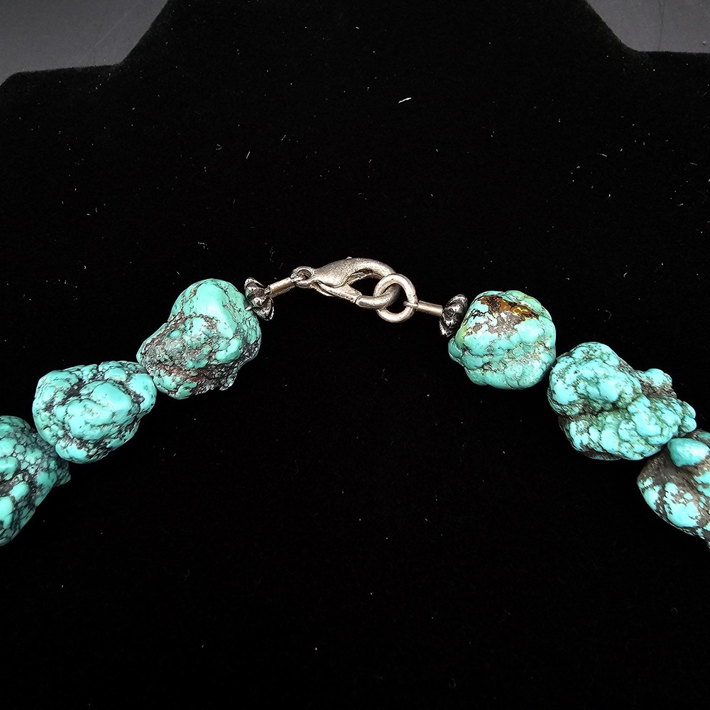 Vintage Kingman Turquoise Nugget Necklace Native American Southwestern 20in 122g - Picture 8 of 10